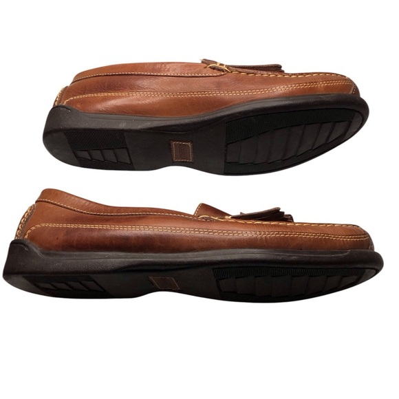 Borelli Andrew Mens 10M Brown Leather Basket Weave Tassel Loafers - Picture 3 of 6